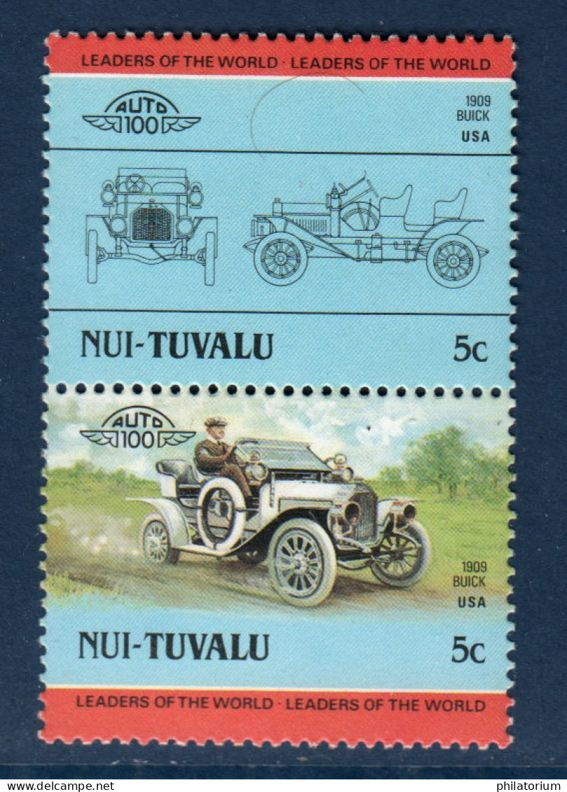 Tuvalu - NUI, Yv 45, 46, Mi 59, 60, Buick 1909, - Tuvalu (fr. Elliceinseln)