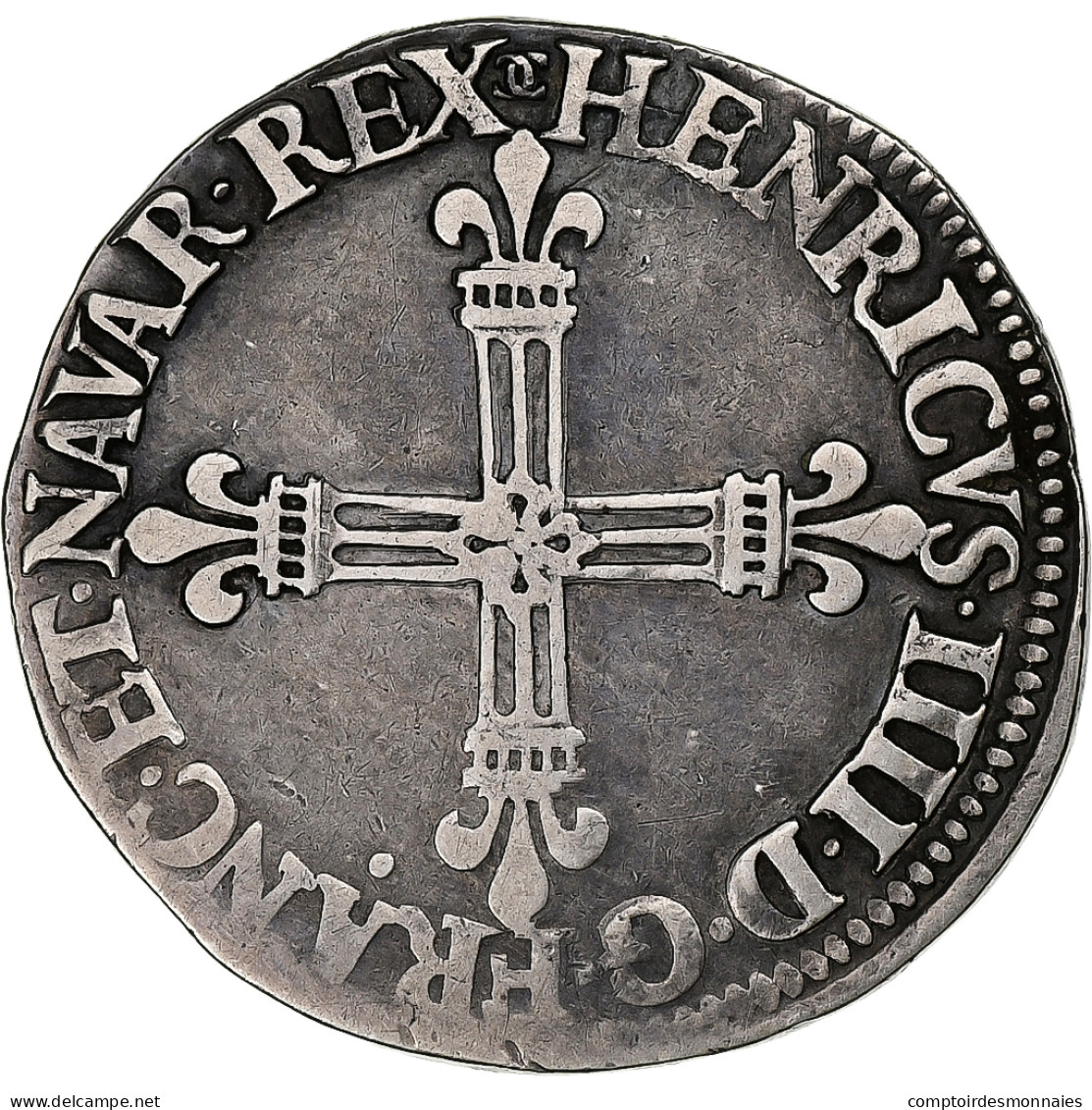 France, Henri IV, 1/4 Ecu, 1590, Châlons-en-Champagne, 1st Type, Argent, TTB+ - 1589-1610 Heinrich IV.