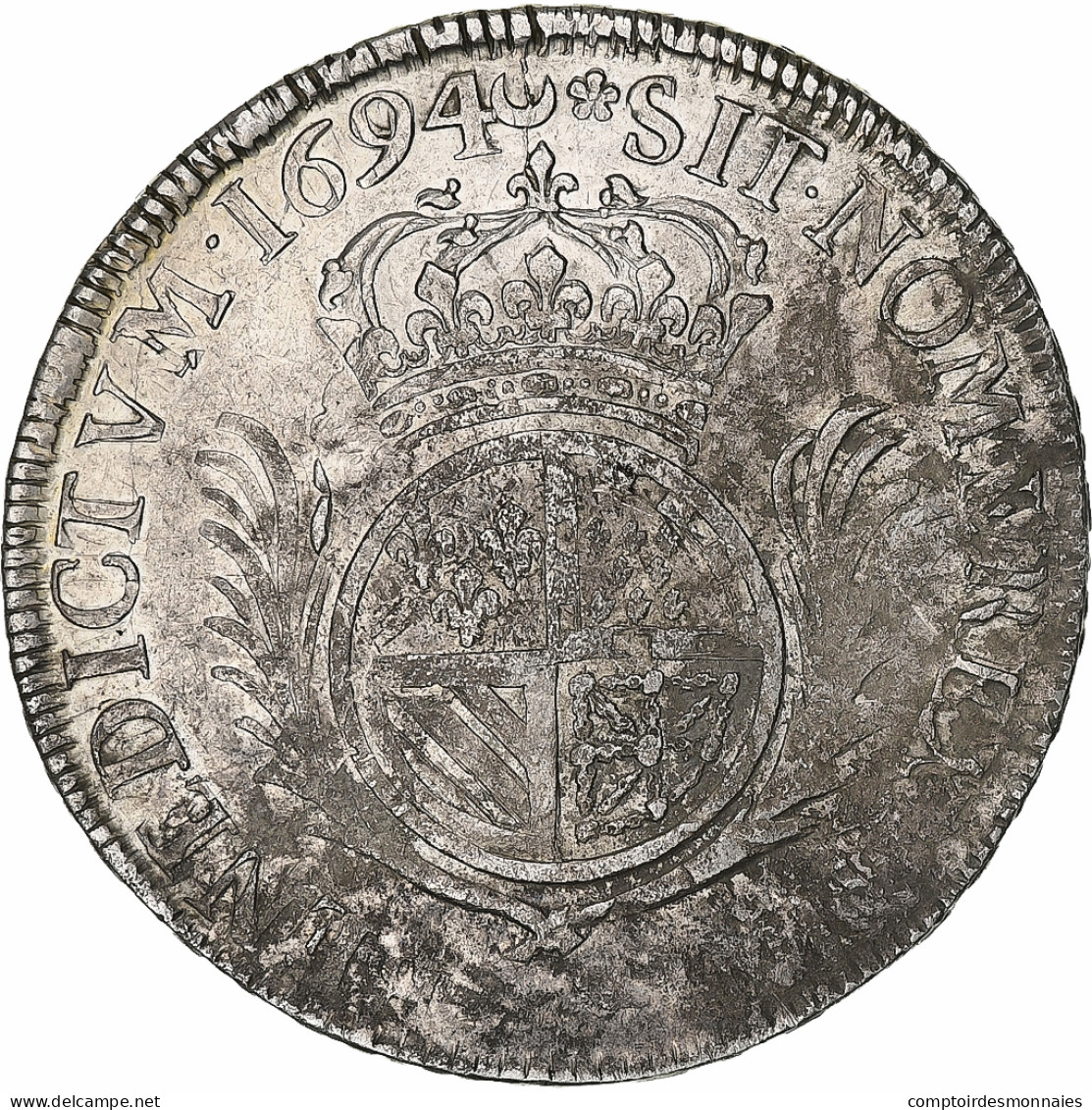 France, Louis XIV, Écu De Flandre Aux Palmes, 1694, Lille, Argent, TTB - 1643-1715 Luigi XIV El Re Sole