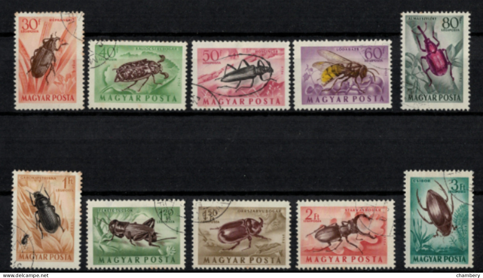 Hongrie - PA - "Insectes" - Série Oblitérée N° 160 à 169 De 1954 - Used Stamps