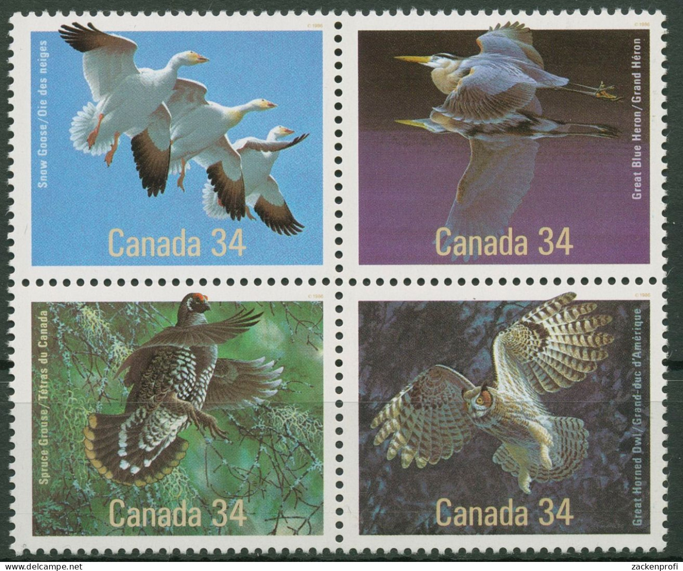 Kanada 1986 Vögel 995/98 ZD Postfrisch - Unused Stamps