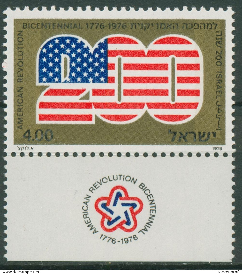 Israel 1976 Unabhängigkeit Von Amerika 670 Mit Tab Postfrisch - Nuovi (con Tab)