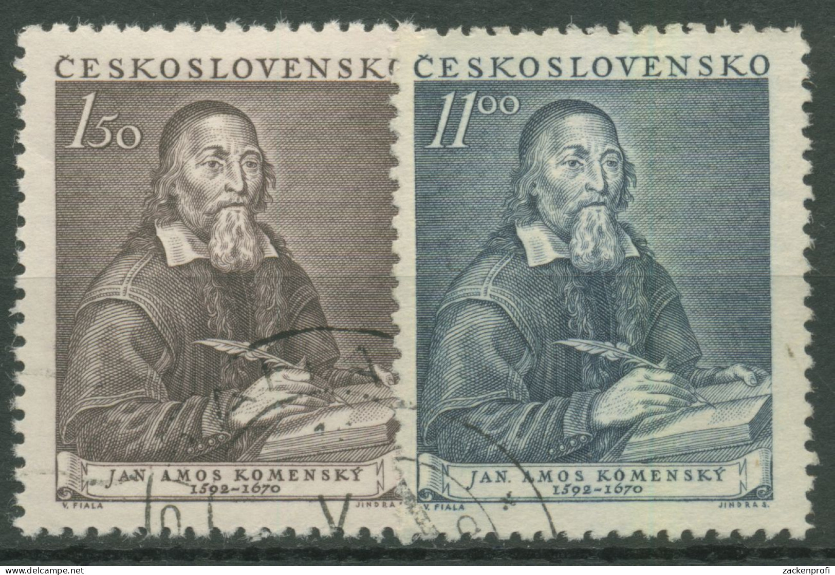 Tschechoslowakei 1952 Philosoph Jan Amos Comenius 717/18 Gestempelt - Used Stamps