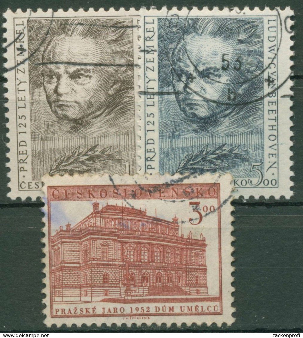 Tschechoslowakei 1952 Musikfest Prag Beethoven 737/39 Gestempelt - Used Stamps