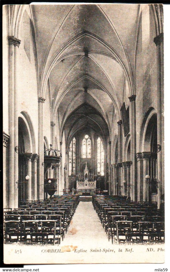 Corbeil. Eglise Saint Spire, La Nef. De Antonin Sarret Soldat. 1917. - Faroe Islands