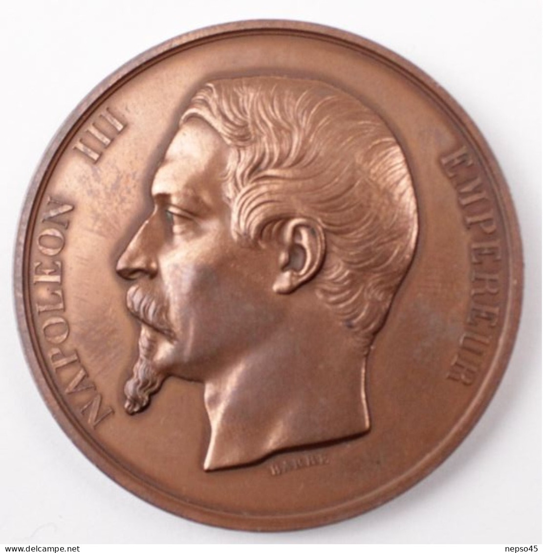 Médaille De Table Commémorative.Bronze.Empereur Napoléon III Visite La Monnaie.Paris 3 Mai 1854. - Royaux / De Noblesse
