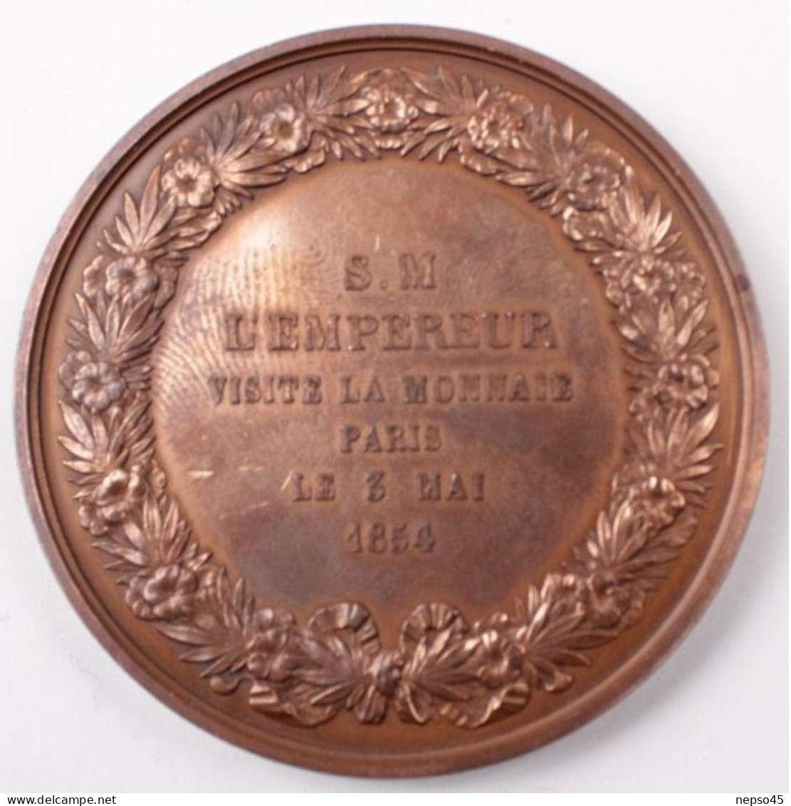 Médaille De Table Commémorative.Bronze.Empereur Napoléon III Visite La Monnaie.Paris 3 Mai 1854. - Monarchia / Nobiltà