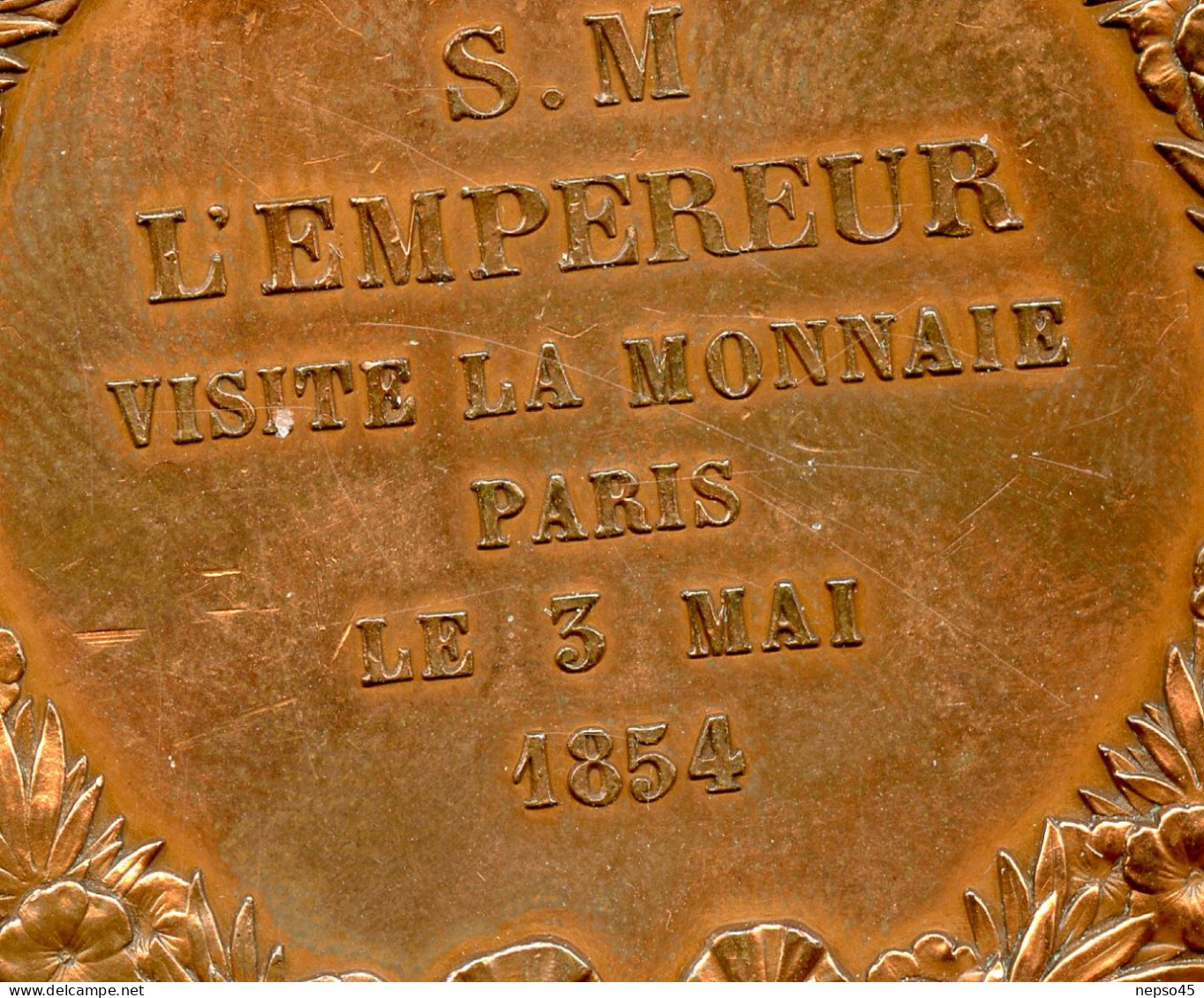 Médaille De Table Commémorative.Bronze.Empereur Napoléon III Visite La Monnaie.Paris 3 Mai 1854. - Monarquía / Nobleza