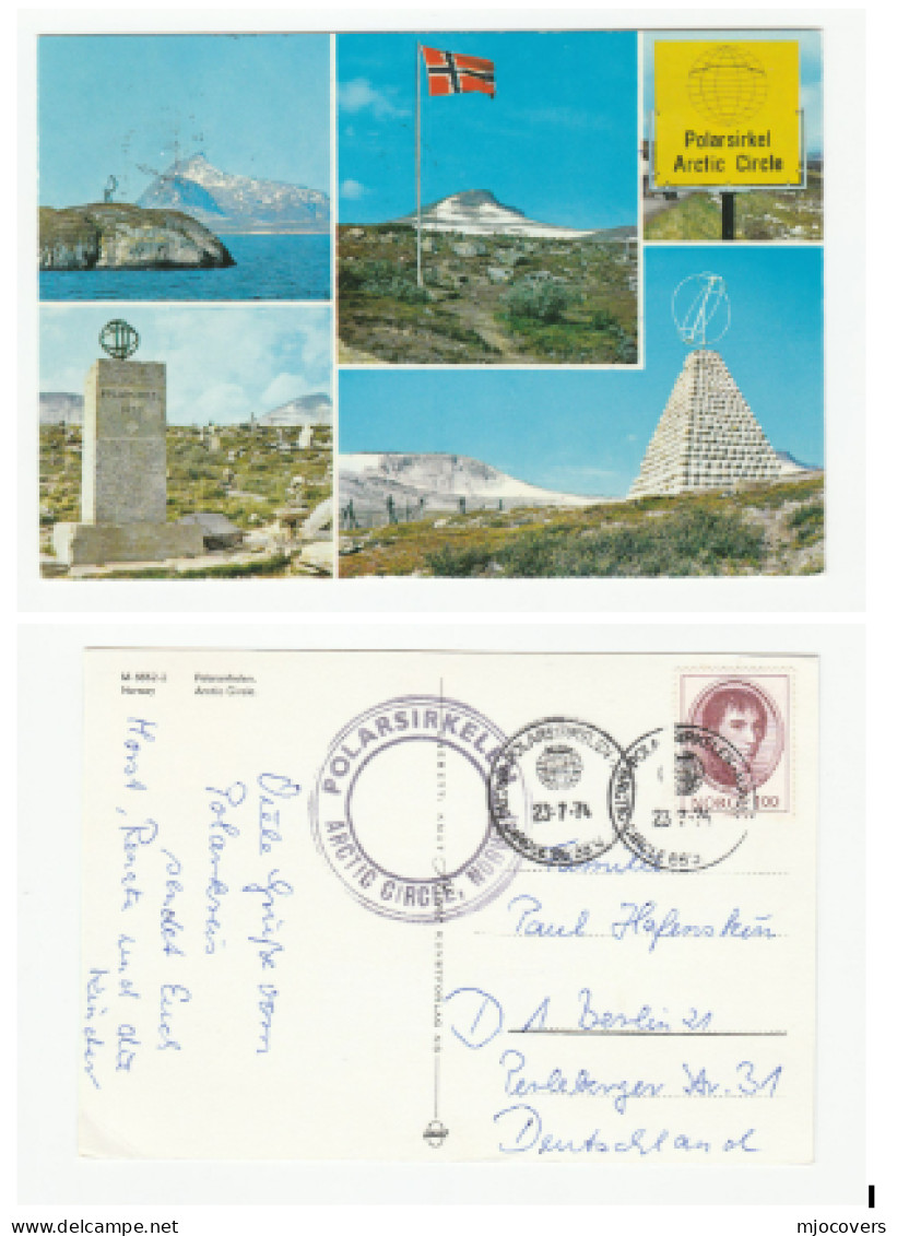 Polarsirkelen ARCTIC CIRCLE Norway 1974 Postcard To Germany Cover Stamps Polar - Arctic Expeditions