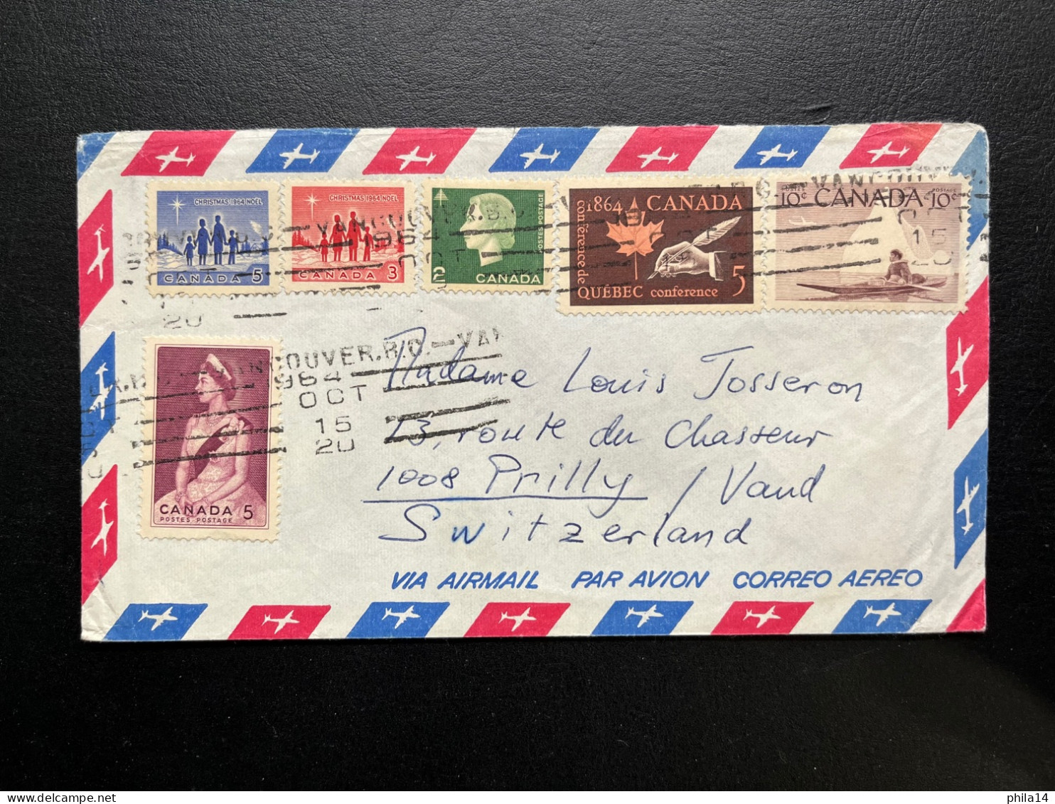 ENVELOPPE CANADA / VANCOUVER POUR PRILLY SUISSE 1964 - Briefe U. Dokumente