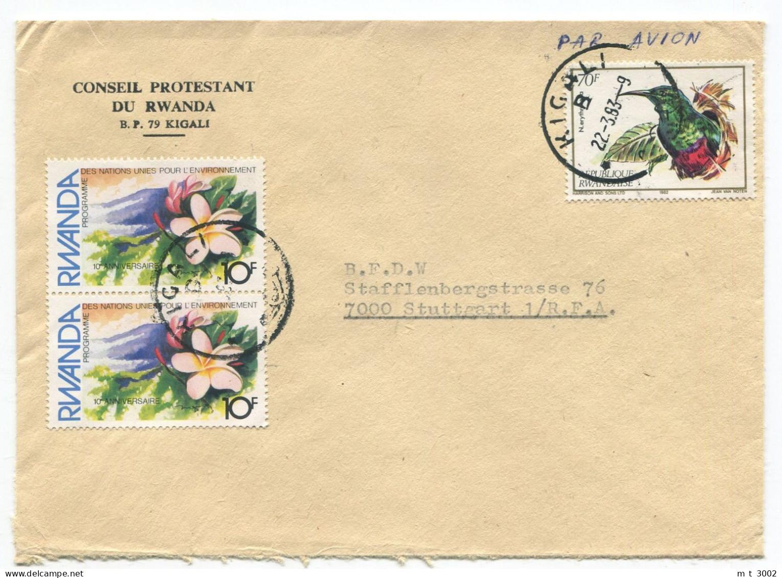 Cover Rwanda 1983 Kigali - Lettres & Documents