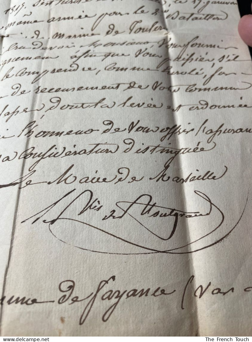 Jean-Baptiste De Montgrand - 1818 - Correspondance [Une Lettre] - Politico E Militare