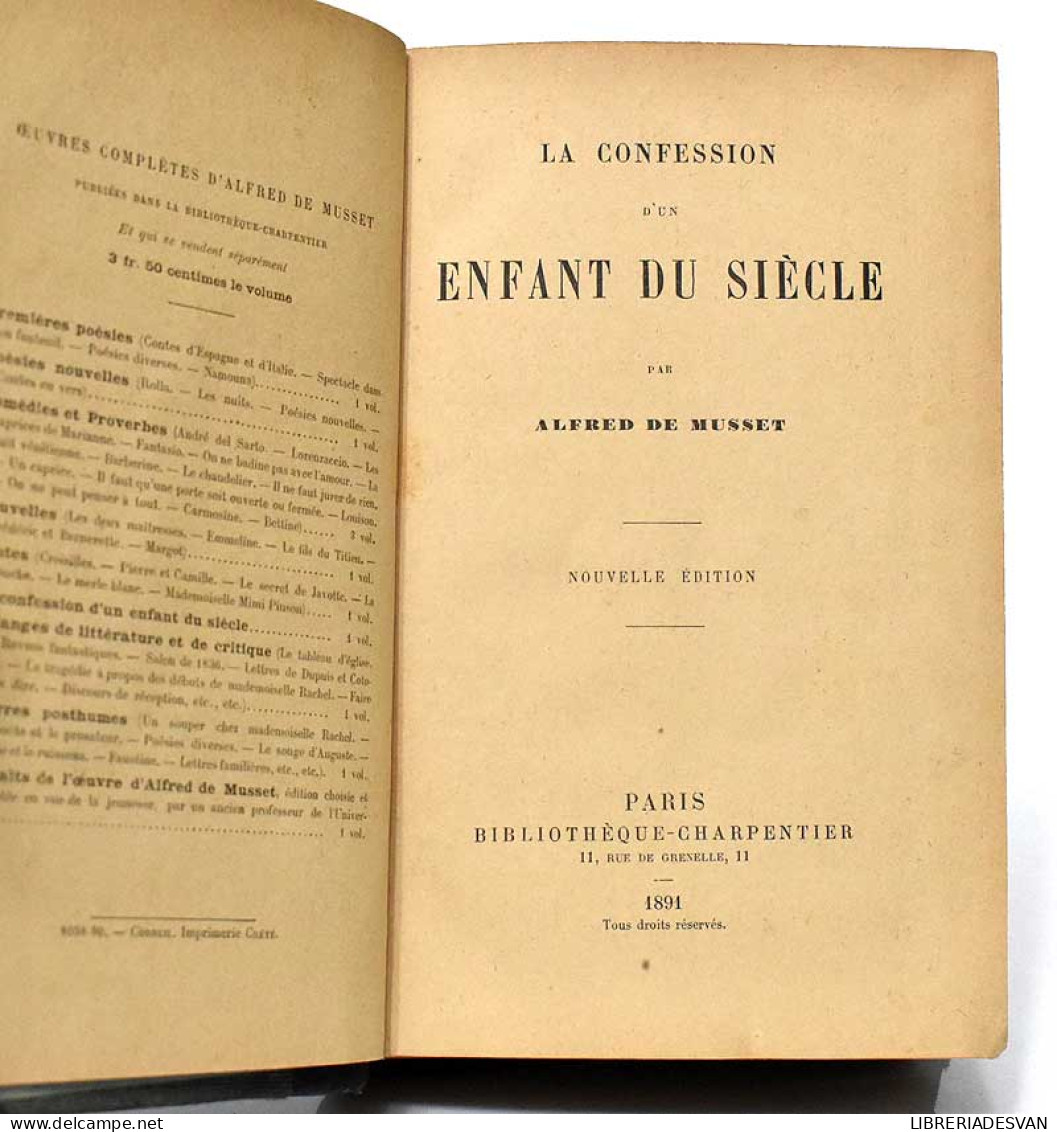 La Confession D'un Enfant Du Siecle - Alfred De Musset - Biografías