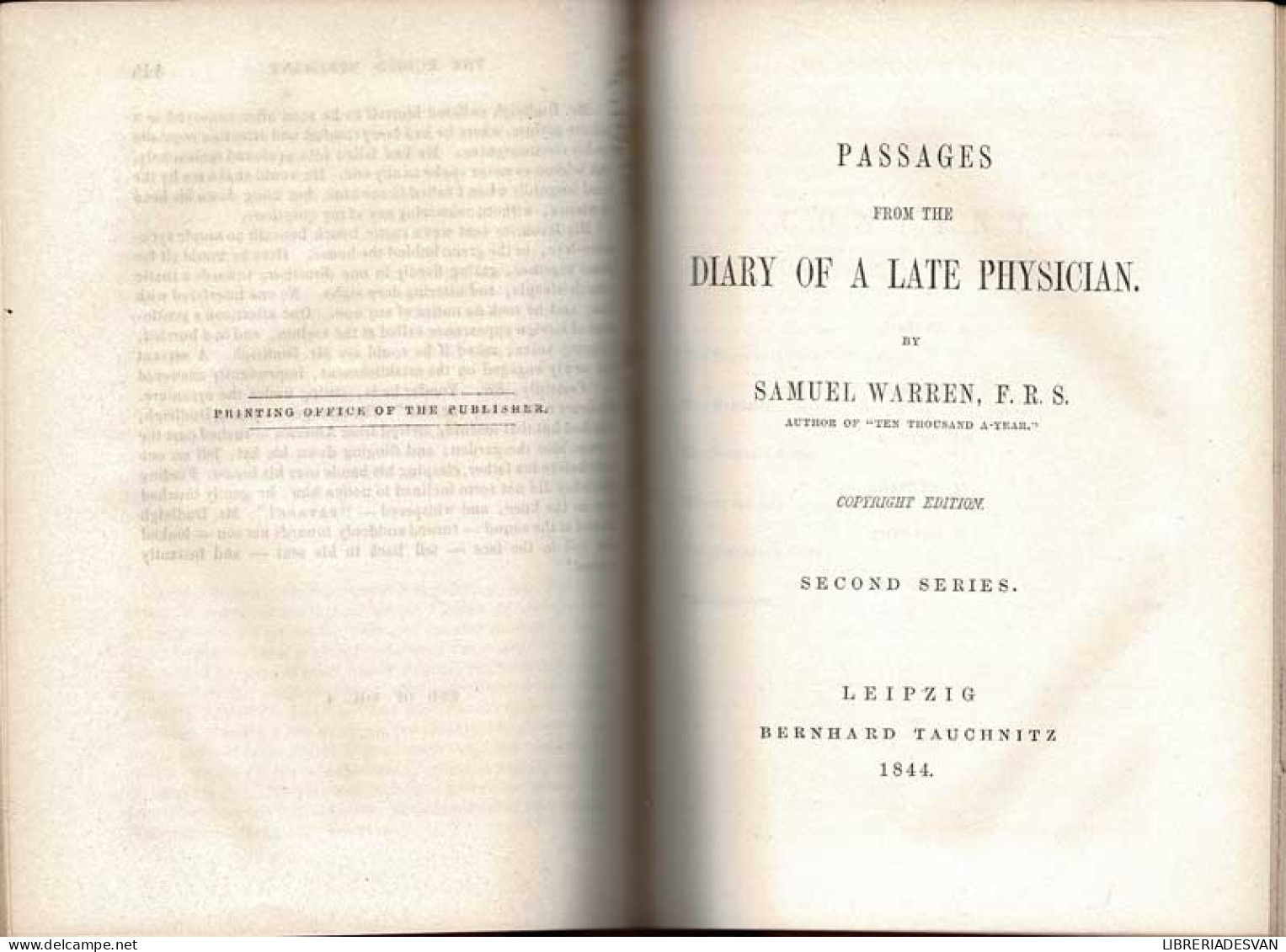 Passages From The Diary Of A Late Physician - Samuel Warren, F.R.S. - Biographies