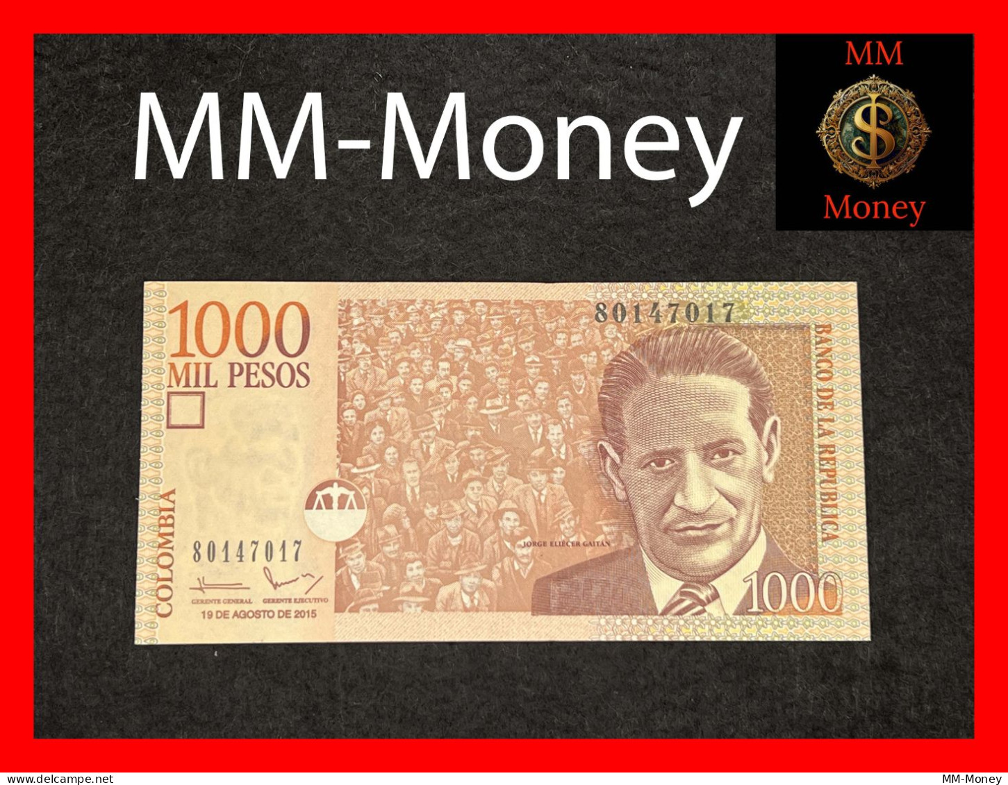 COLOMBIA 1.000  1000 Pesos  19.8.2015  P. 456   UNC - Colombia