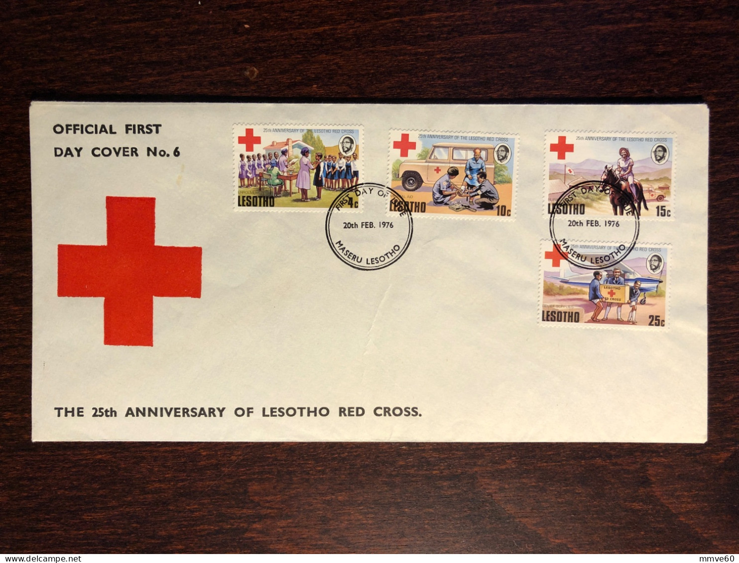 LESOTHO FDC COVER 1976 YEAR RED CROSS HEALTH MEDICINE STAMPS - Lesotho (1966-...)