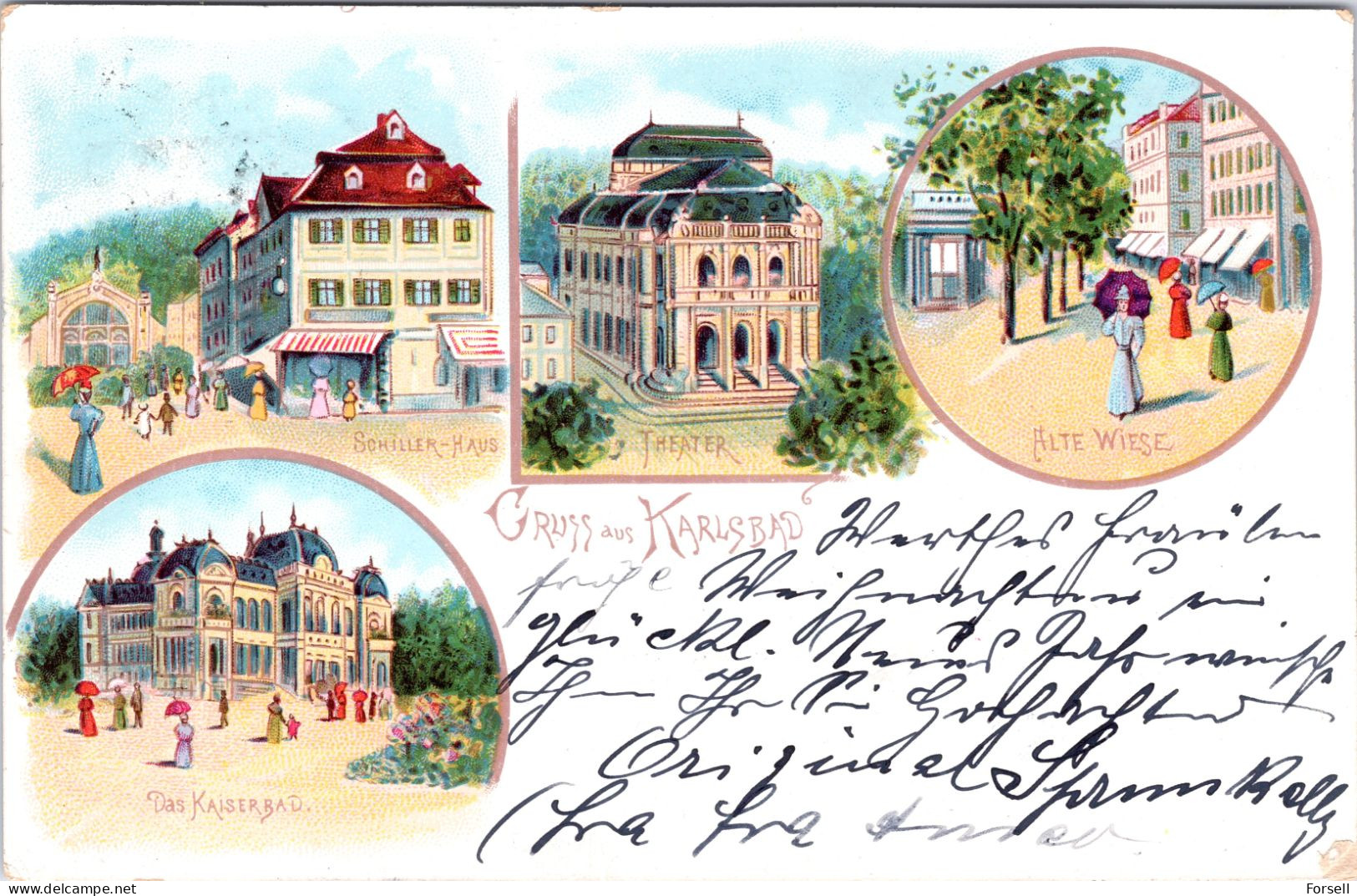 Gruss Aus Karlsbad  (Stempel : Karlsbad Bahnhof 1903 , Nach Norwegen) - Boehmen Und Maehren