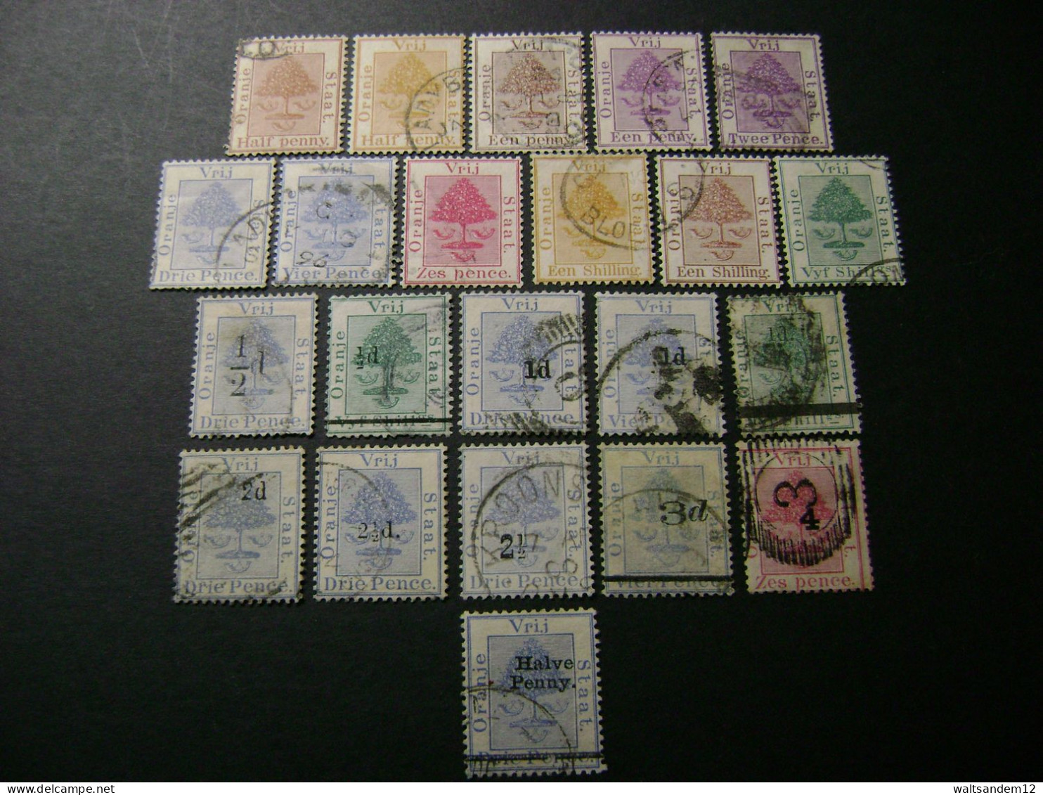 ORANGE FREE STATE 1868-1897 Complete Simplified Collection (22 Stamps) - Used - Orange Free State (1868-1909)
