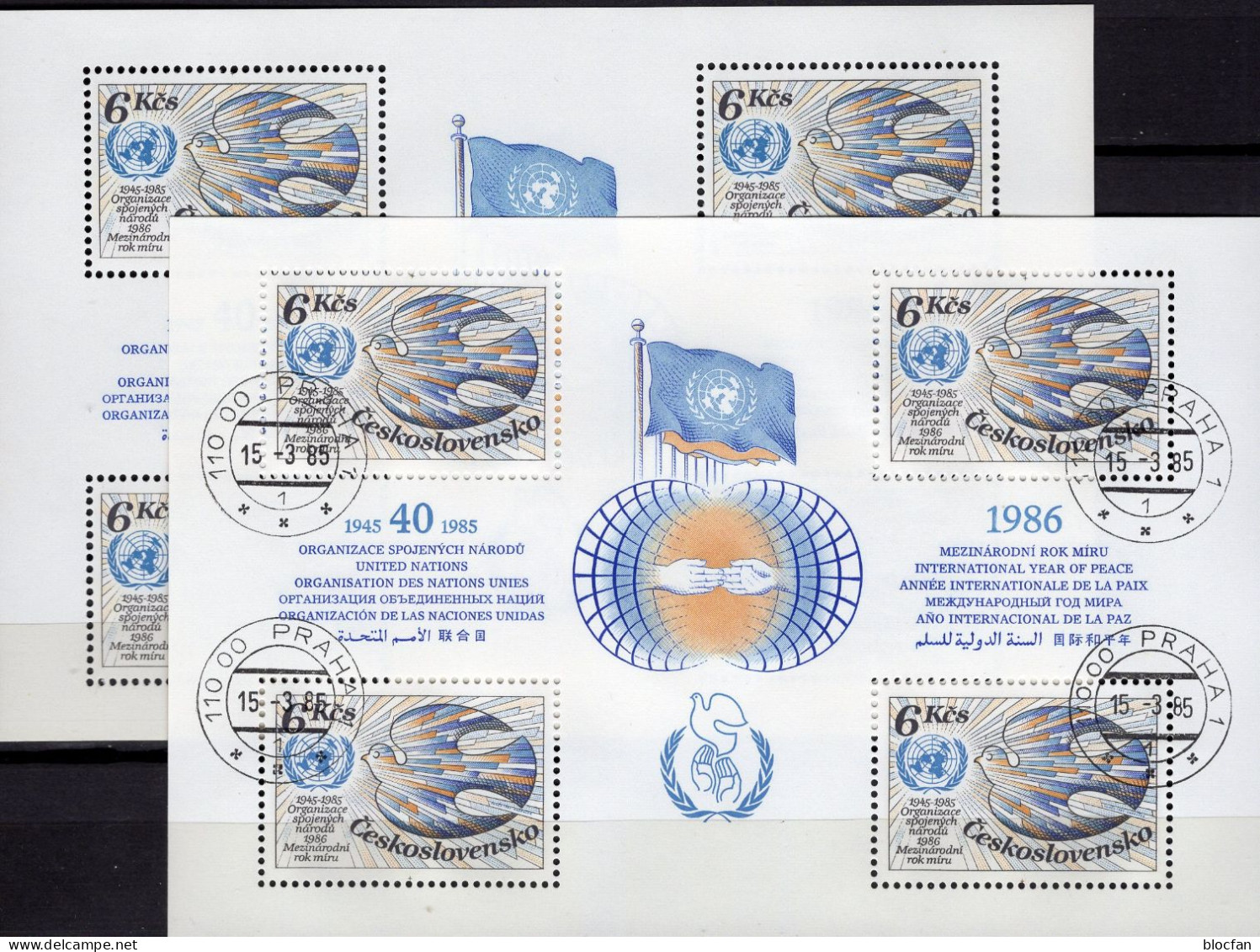 UNO 1985 CSSR Blocks 63 **/o 18€ Gemälde Frieden-Taube Blocs M/s Hoja Art History Paintings S/s Sheets Bf CZECHOSLOVAKIA - Gebraucht