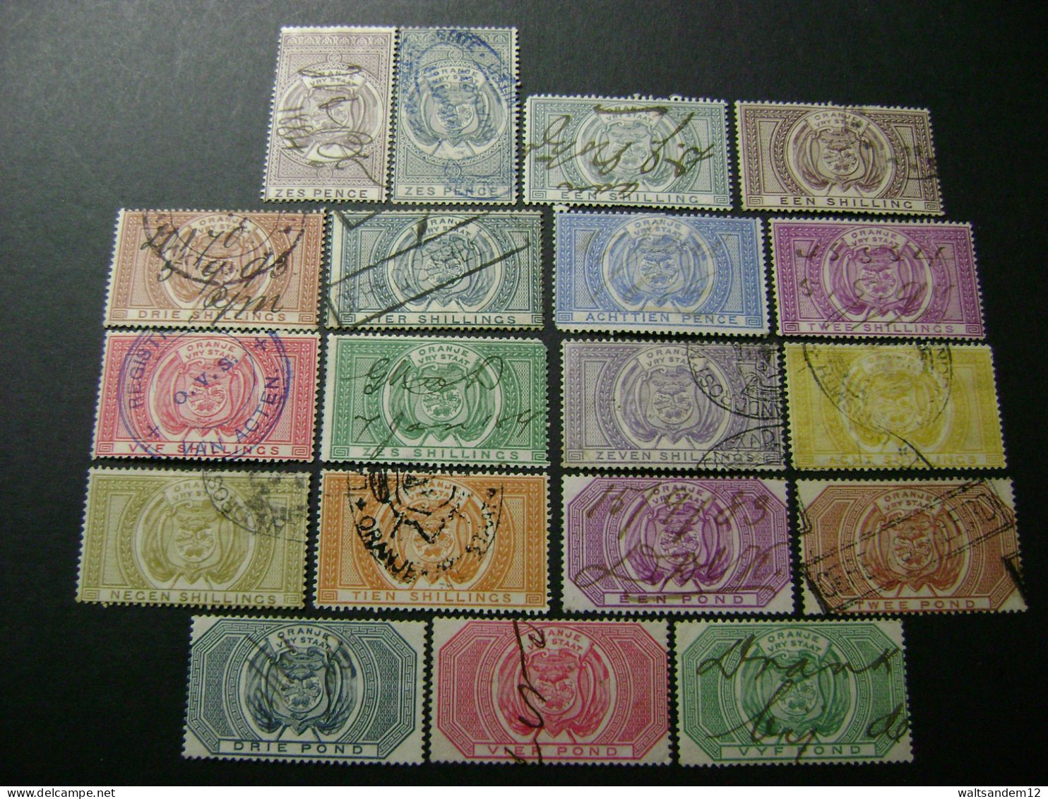 ORANGE FREE STATE 1878-1882 Complete Set Of Used Revenues (19 Stamps) - Orange Free State (1868-1909)