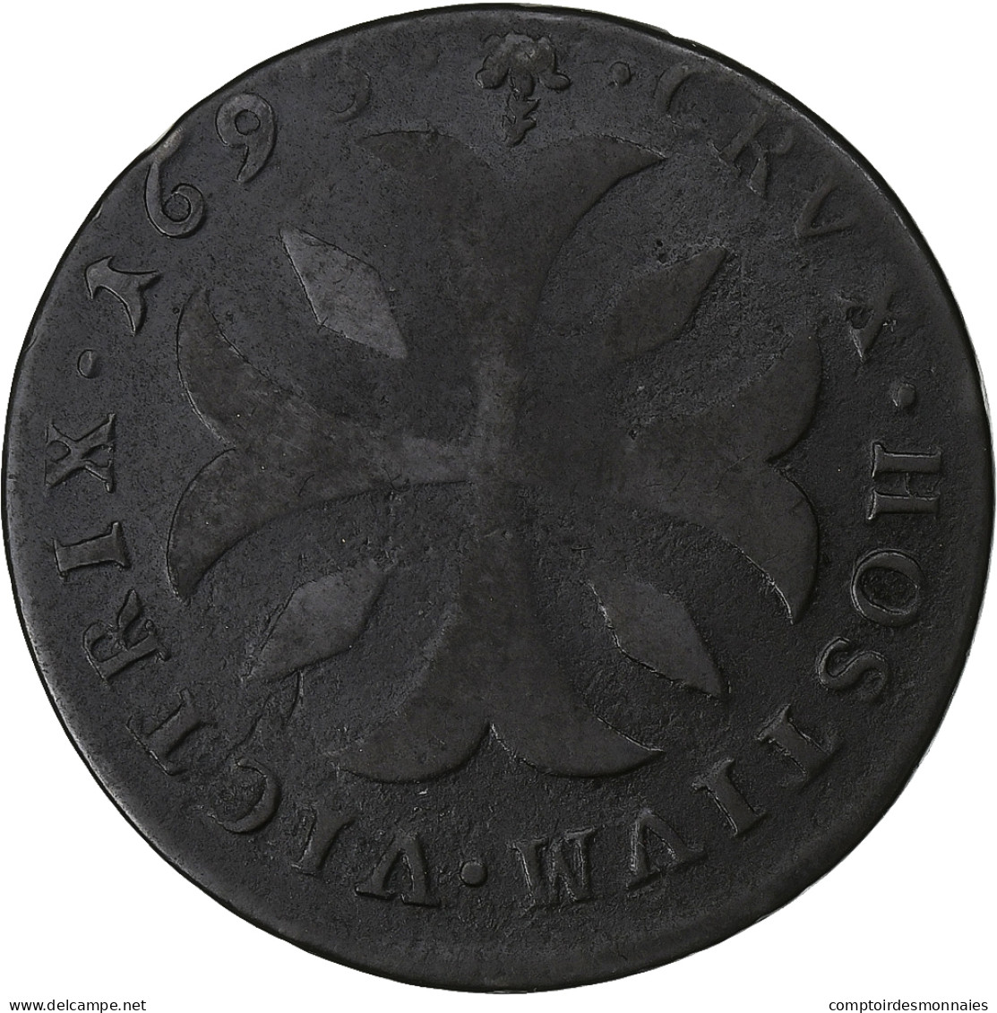 Monaco, Louis I, 3 Sols, Pezetta, 1693, Monaco, Billon, TB, Gadoury:MC49 - 1505-1795 De Lucien Ier à Honoré III.