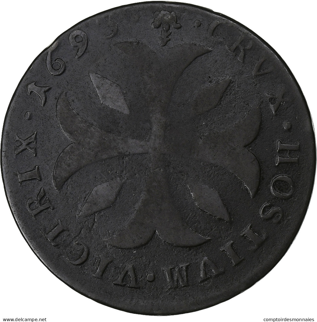 Monaco, Louis I, 3 Sols, Pezetta, 1693, Monaco, Billon, TB, Gadoury:MC49 - 1505-1795 Da Luciano I A Sant'Onorato III