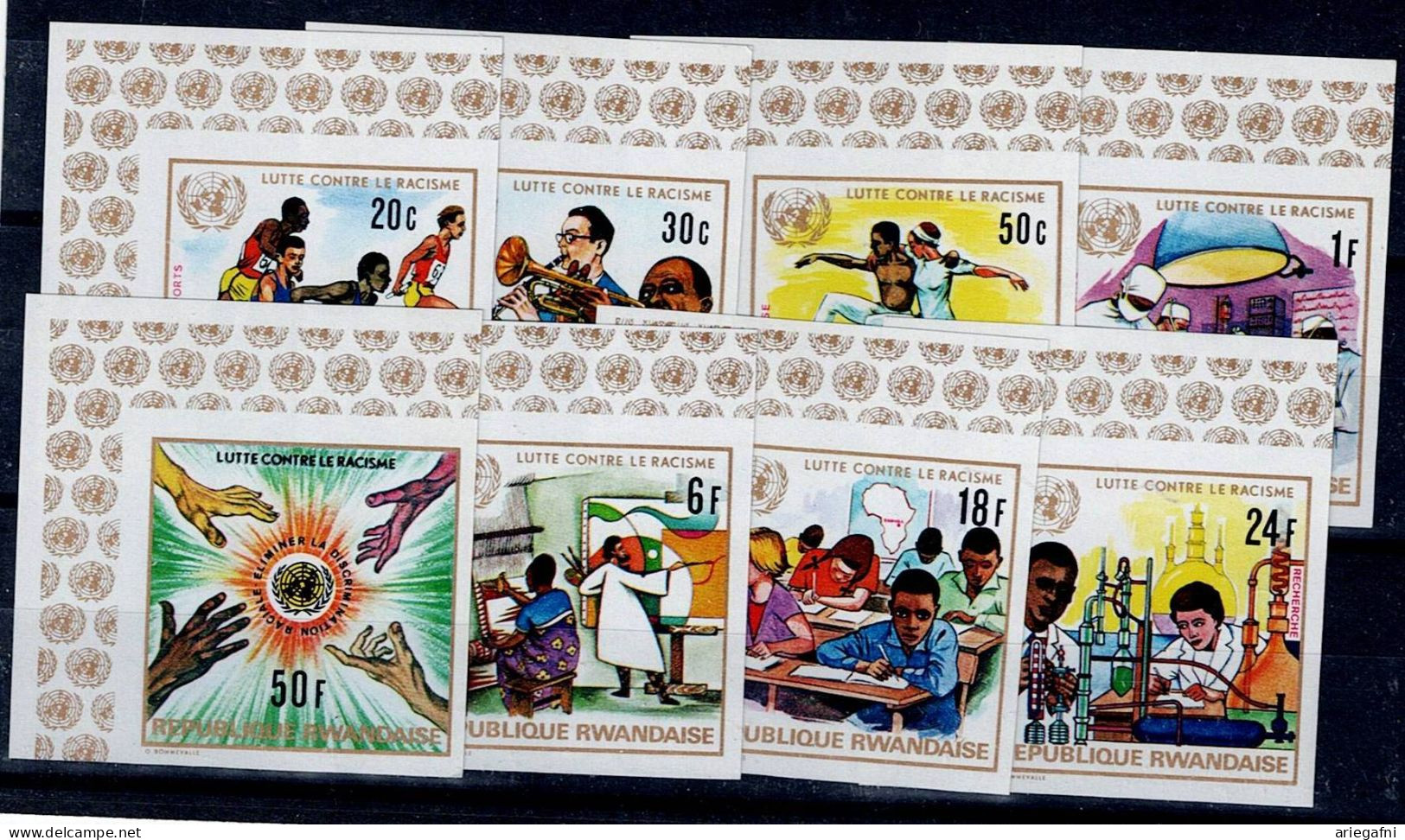 RWANDA 1972 INTERNATIONAL YEAR AGAINST RACIAL DISCRIMINATION SET IMPERF MI No 529-536B MNH VF!! - Nuevos