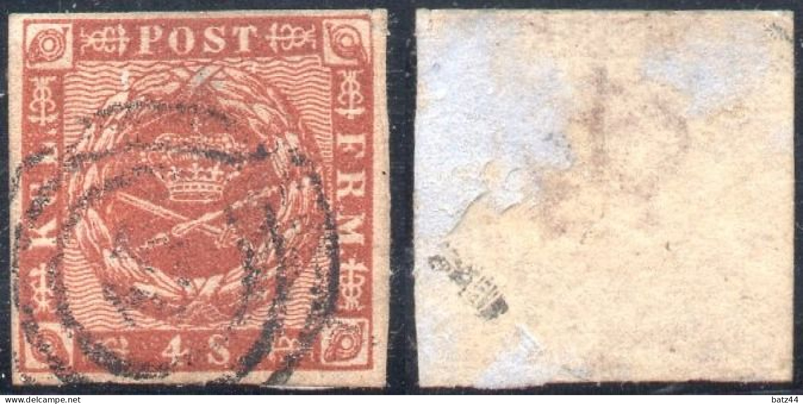 DANEMARK Timbre Oblitéré (*) Année Year 1858 N° YT 8 - Used Stamps