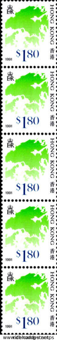 Hong Kong 1987-92 &#36;1.80 Coil Strip With Number On Reverse Unmounted Mint. - Unused Stamps