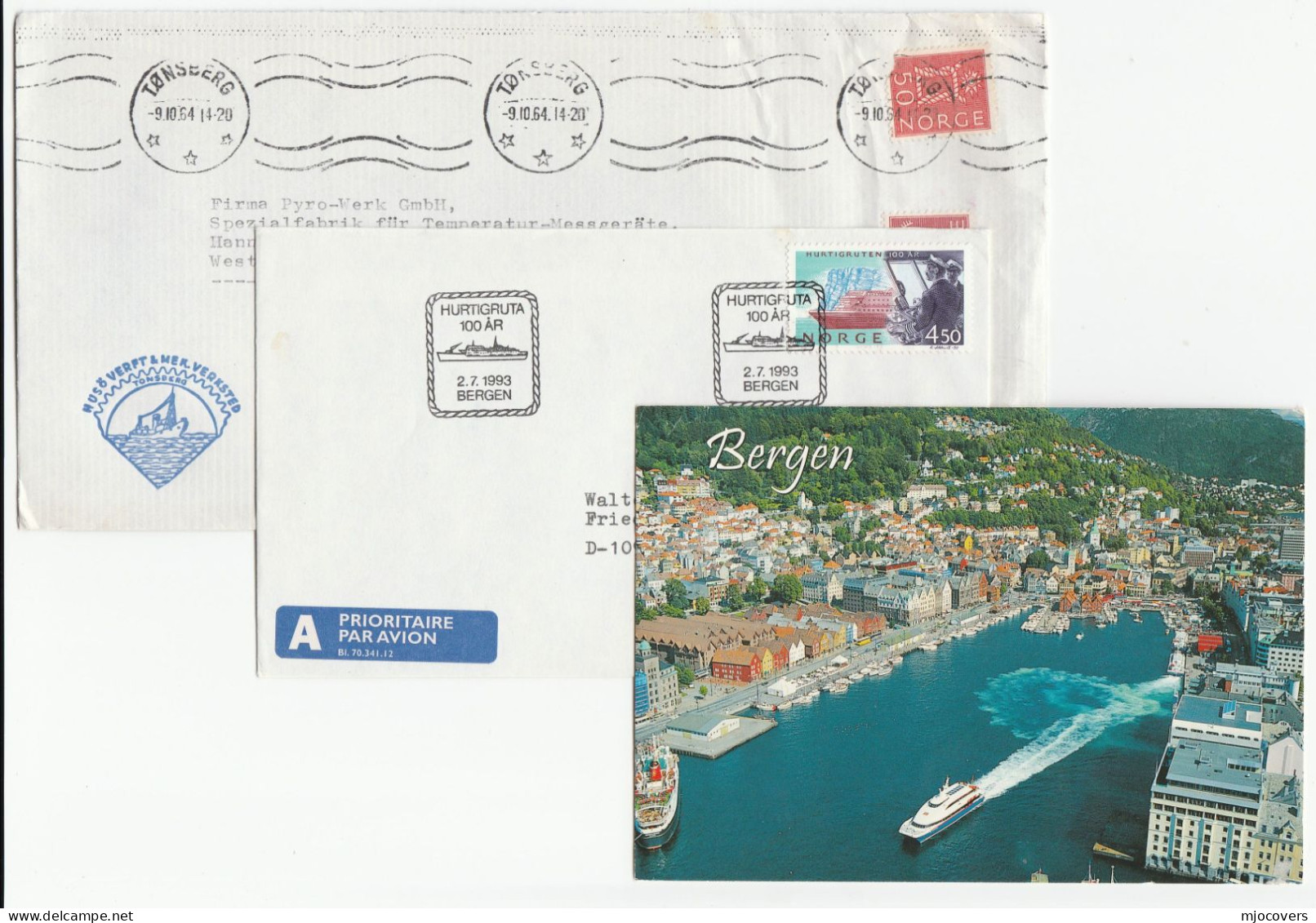 SHIPS  1964 - 2000  Norway 3 COVERS Cover Postcard Stamps Ship - Brieven En Documenten