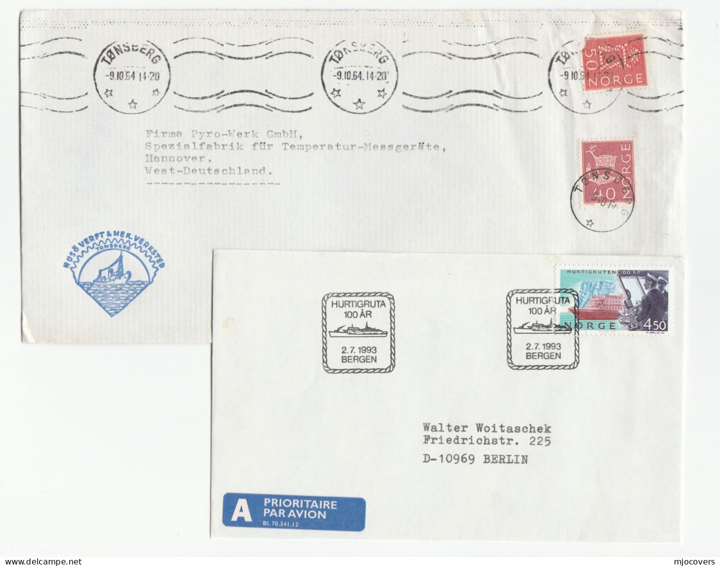 SHIPS  1964 - 2000  Norway 3 COVERS Cover Postcard Stamps Ship - Brieven En Documenten