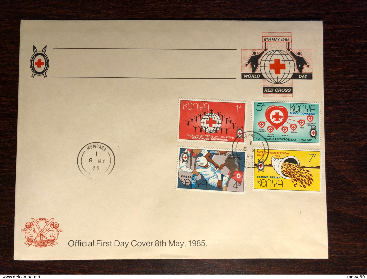 KENYA FDC COVER 1985 YEAR BLOOD DONATION DONORS RED CROSS HEALTH MEDICINE STAMPS - Kenya (1963-...)