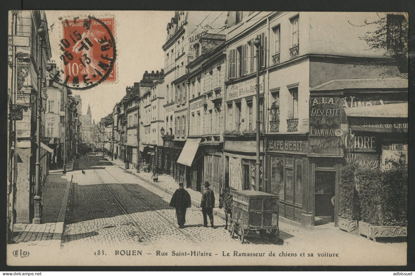ROUEN Le Ramasseur De Chiens Et Sa Voiture Avec Des Cages Rue Saint Hilaire, Carte Ayant Voyagé. - Rouen