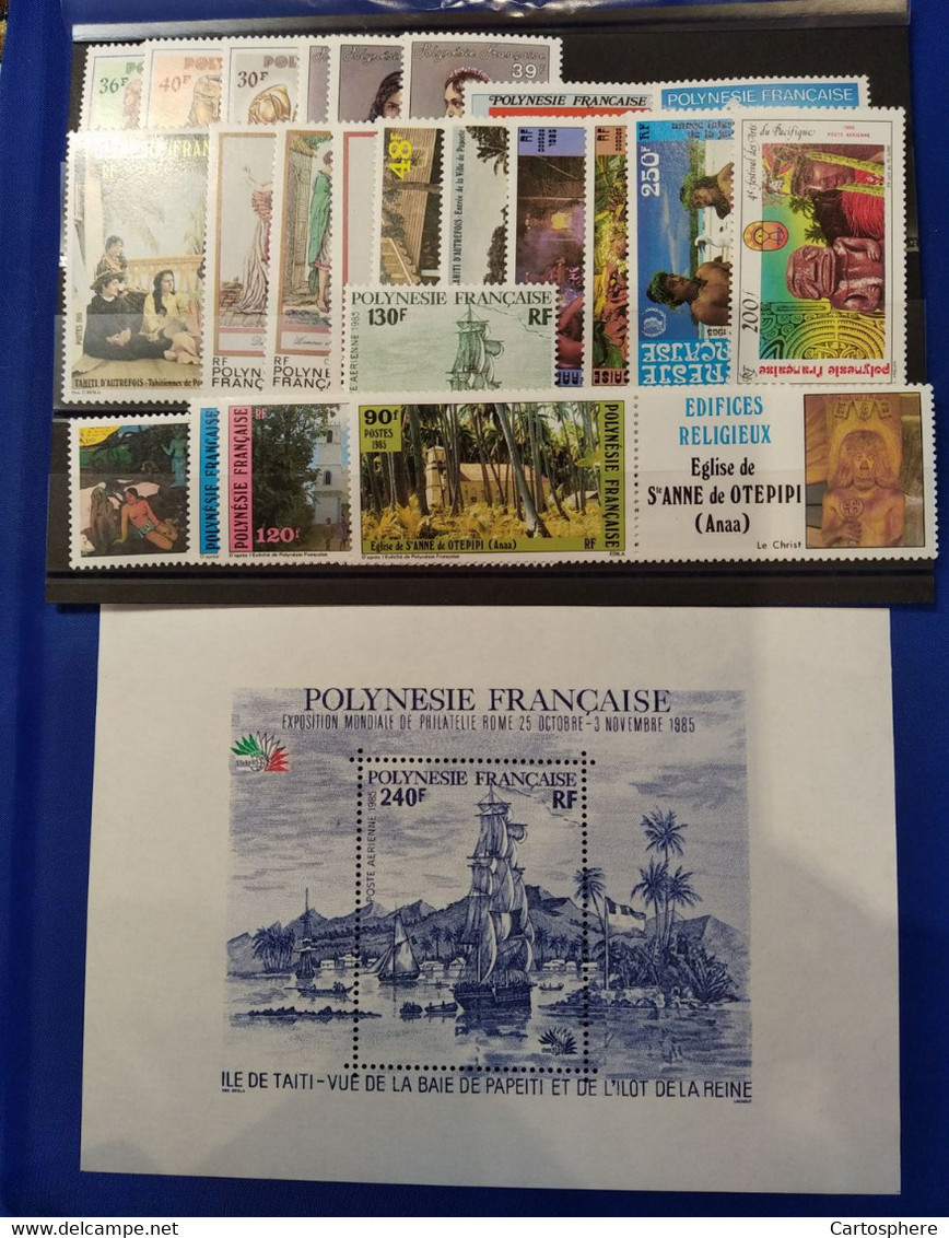 Polynésie Année Complète Postes + Bloc 1985 **+PA  MNH TB - Années Complètes