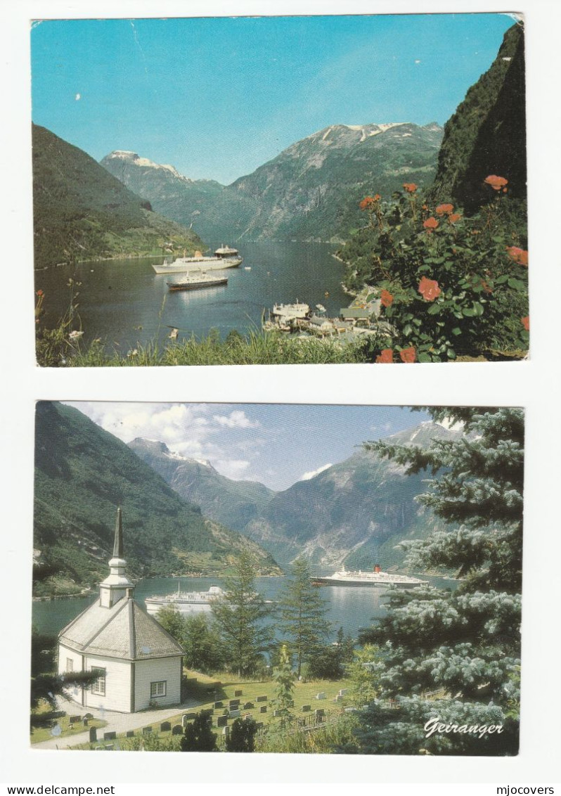 SHIPS In GEIRANGER Norway Postcards Mountain Fjord Ship To Gb Cover Stamps Postcard - Brieven En Documenten