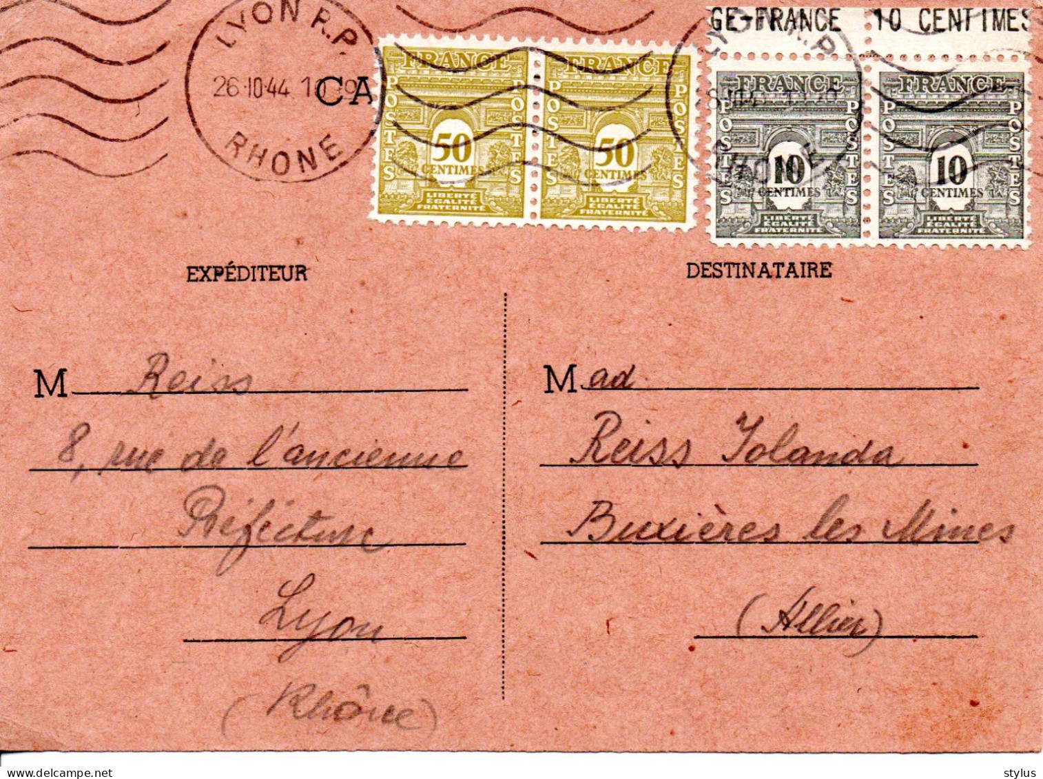 CP Et Lettres1944 - 1944-45 Arc Of Triomphe