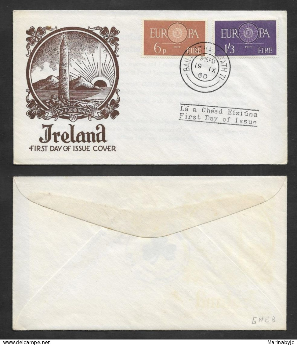 SD)1960 IRELAND  FIRST DAY COVER, EUROPA CEPT ISSUE, THE ROUND TOWER, SKYSCRAPER, XF - Autres & Non Classés