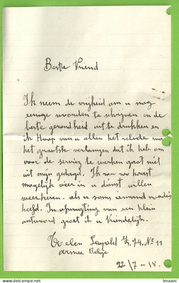 140 Op Brief ROUSBRUGGE-HARINGHE Naar ROTTERDAM, Strook CENSURE MILITAIRE 46+ C.F. (Folkestone) (Zwart !!!! (B2170) - Zona Non Occupata