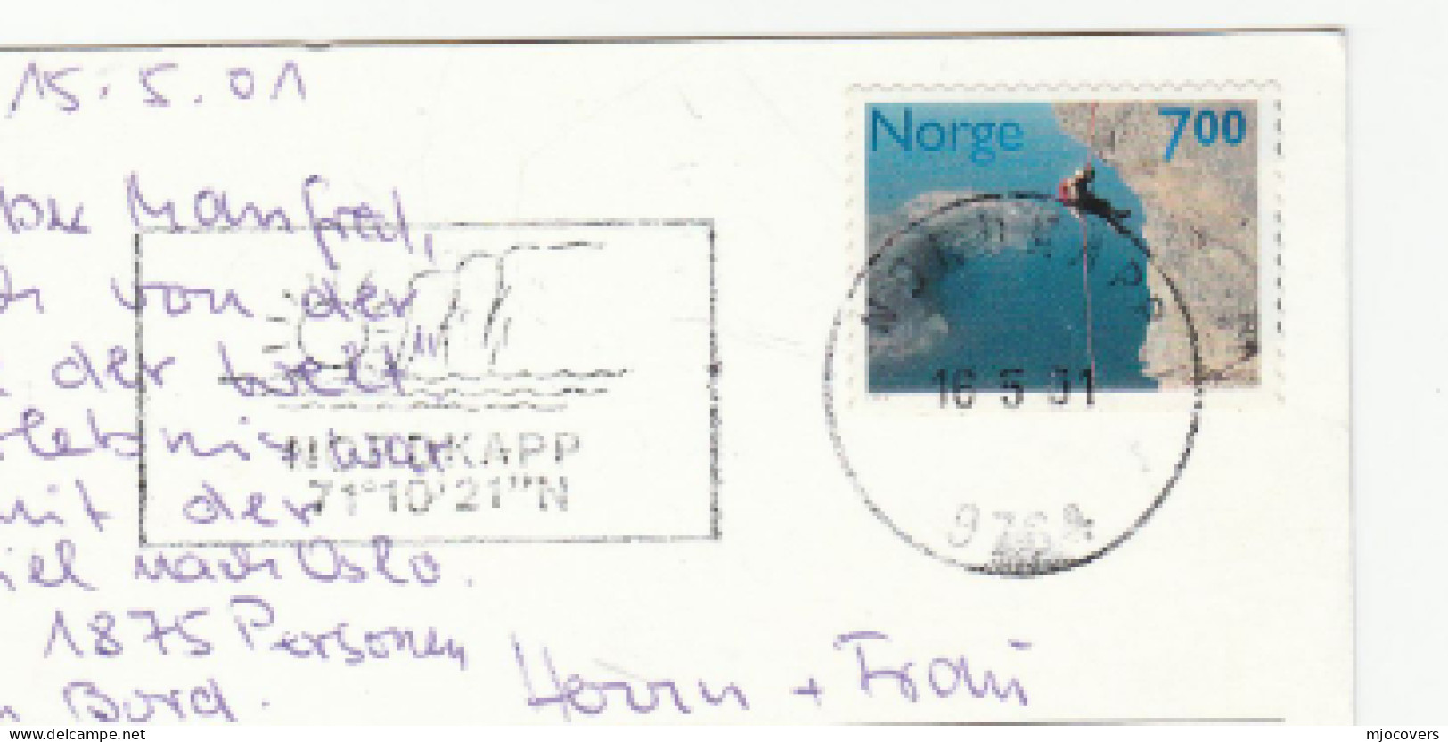 MOUNTAIN CLIMBING Norway COVER Postcard Ship Geiranger  To Germany Stamps Mountaineering - Bergsteigen