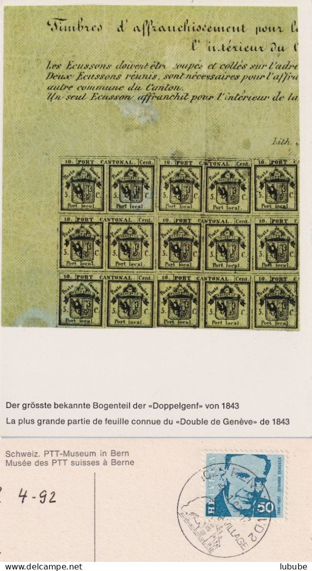 AK  "Bogenteil Doppelgenf"  Renens (VD)       1993 - Briefe U. Dokumente