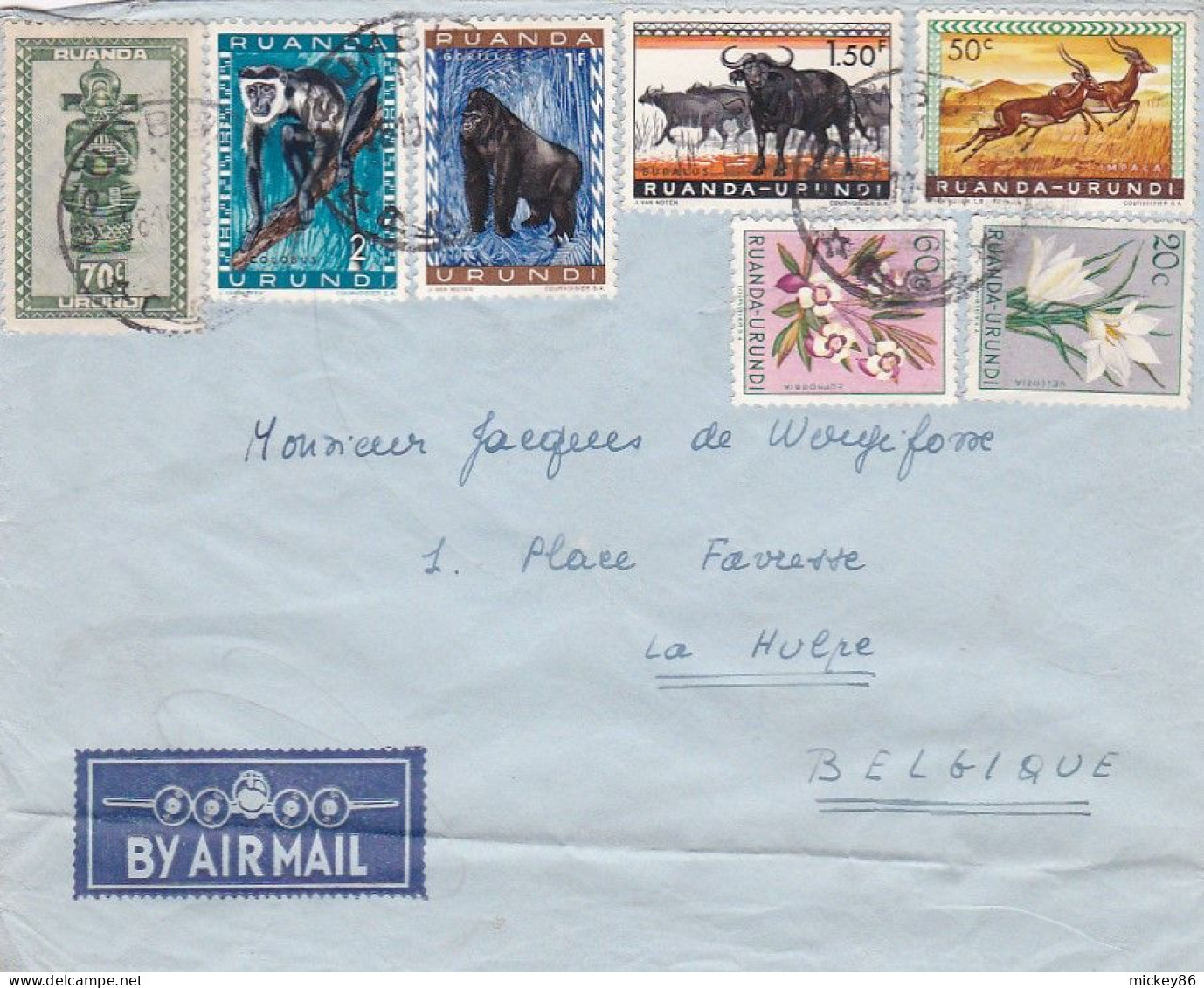 BURUNDI  --lettre De USUMBURA  Pour LA HULPE  ( Belgique). Beaux  Timbres .......cachet - Lettres & Documents