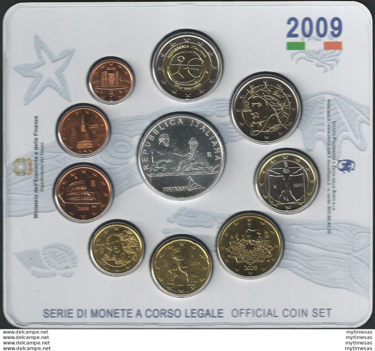 2009 Italia Divisionale 10 Monete FDC In Blister - Italie