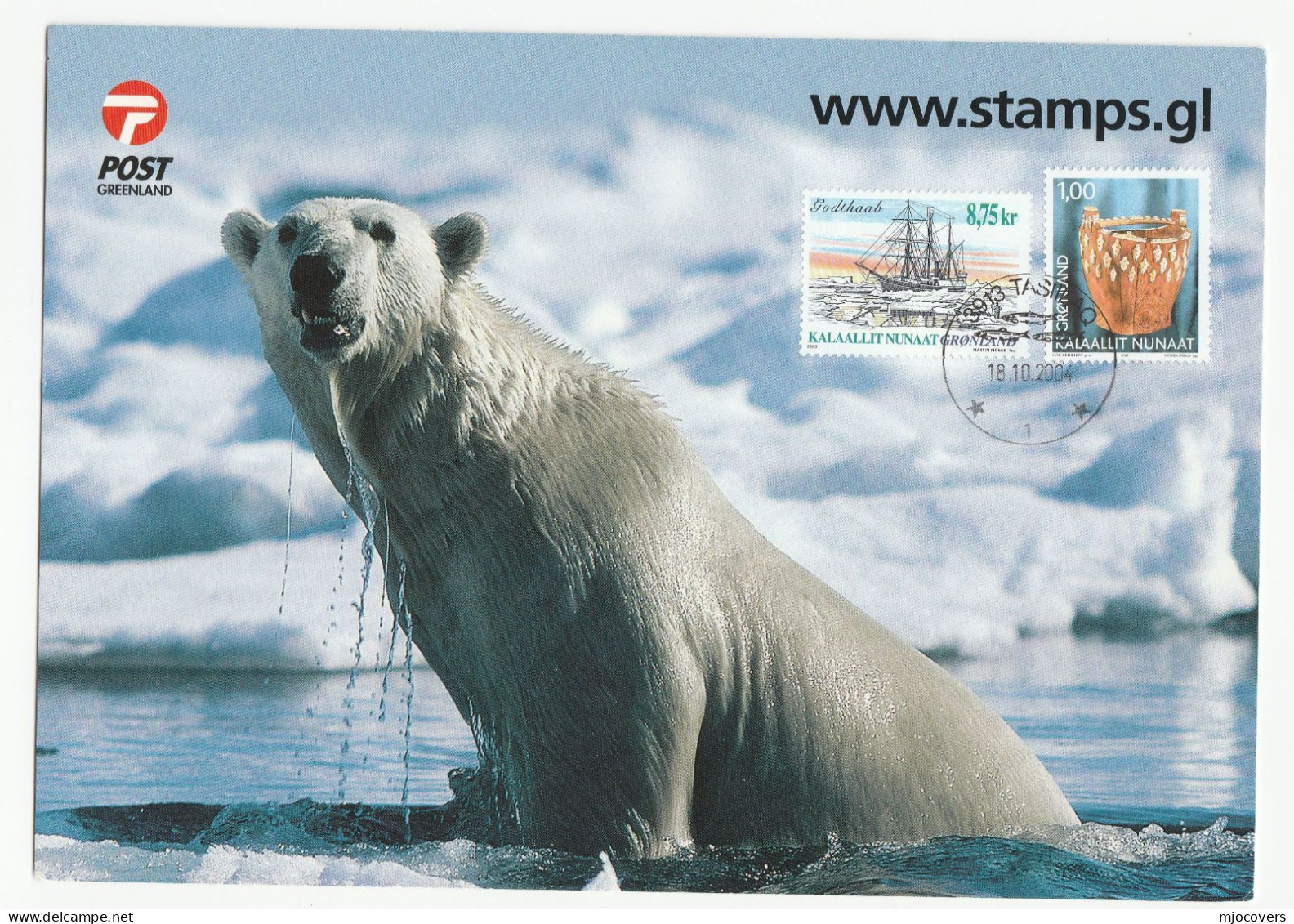 POLAR BEAR Tasiilaq GREENLAND  2004 Special EVENT Card Multi Stamps  Postcard Cover Sailing Ship - Covers & Documents