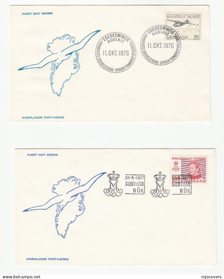 1976 - 1980 4 GREENLAND COVERS Fdc Event Cover Stamps Royalty Aviation Helicopter - Cartas & Documentos