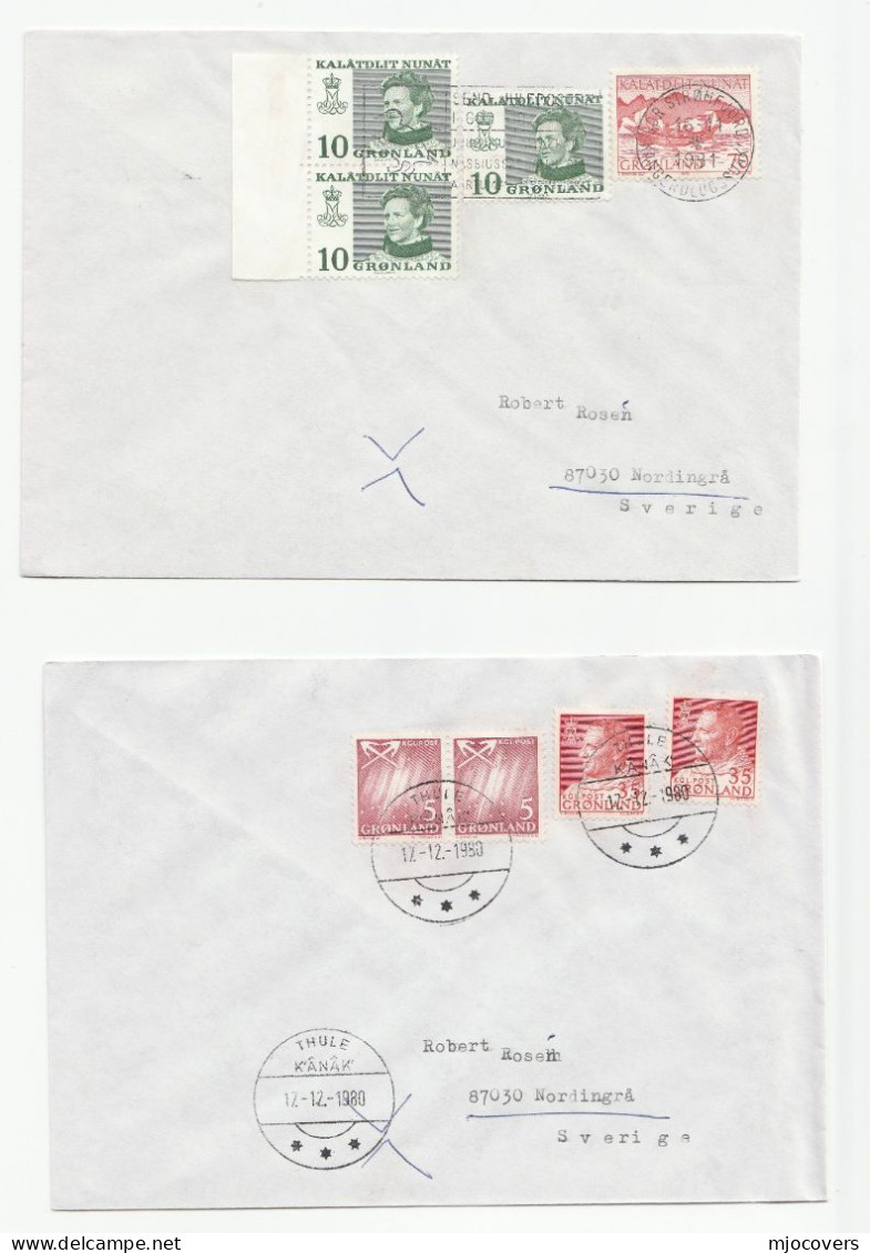 1970s - 1980s 4 GREENLAND COVERS Multi Stamps Cover To Sweden Germany - Briefe U. Dokumente