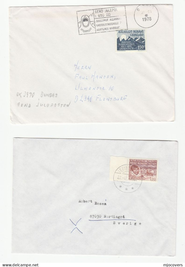 1970s - 1980s 4 GREENLAND COVERS Multi Stamps Cover To Sweden Germany - Covers & Documents