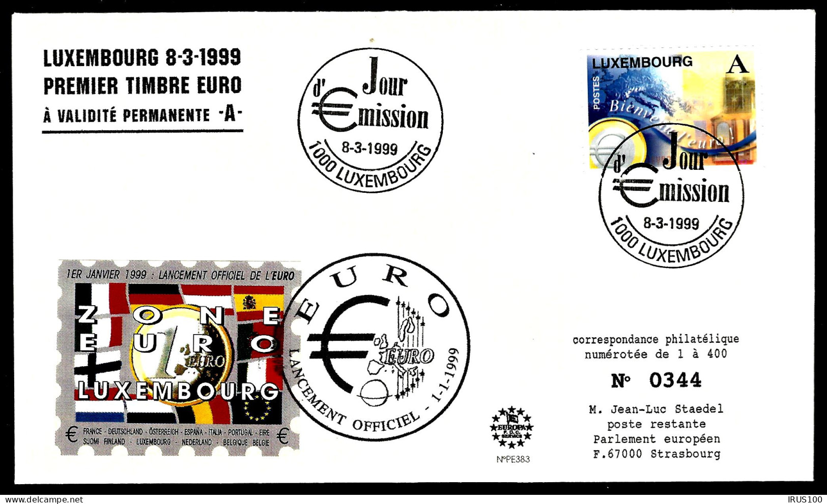LUXEMBOURG - ZONE EURO - LANCEMENT OFFICIEL - TIRAGE: 344/400 - Briefe U. Dokumente