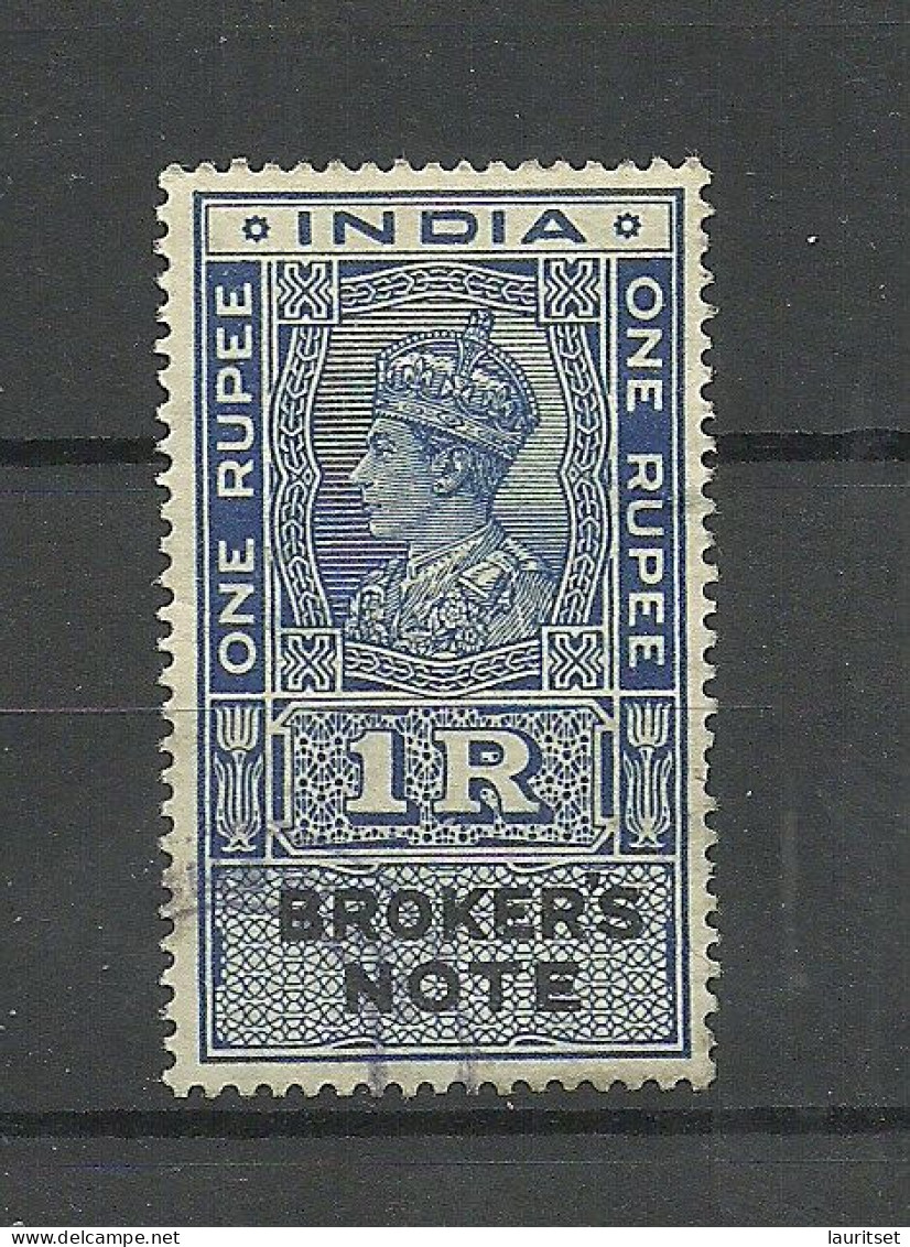 INDIA Brokers Note Revenue Tax, 1 Rupee, O - Official Stamps