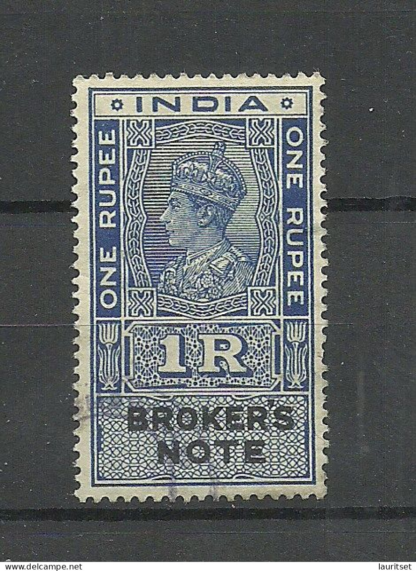 INDIA Brokers Note Revenue Tax, 1 Rupee, O - Timbres De Service