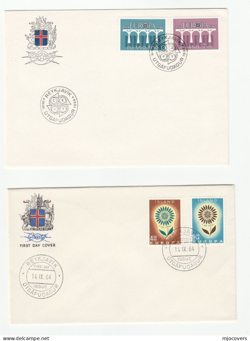 5  Diff Iceland EUROPA  FDC 1960, 1961, 1963, 1964, 1984 Stamps Cover - Collections